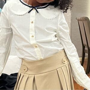 Janie and Jack White Blouse with Black Accents